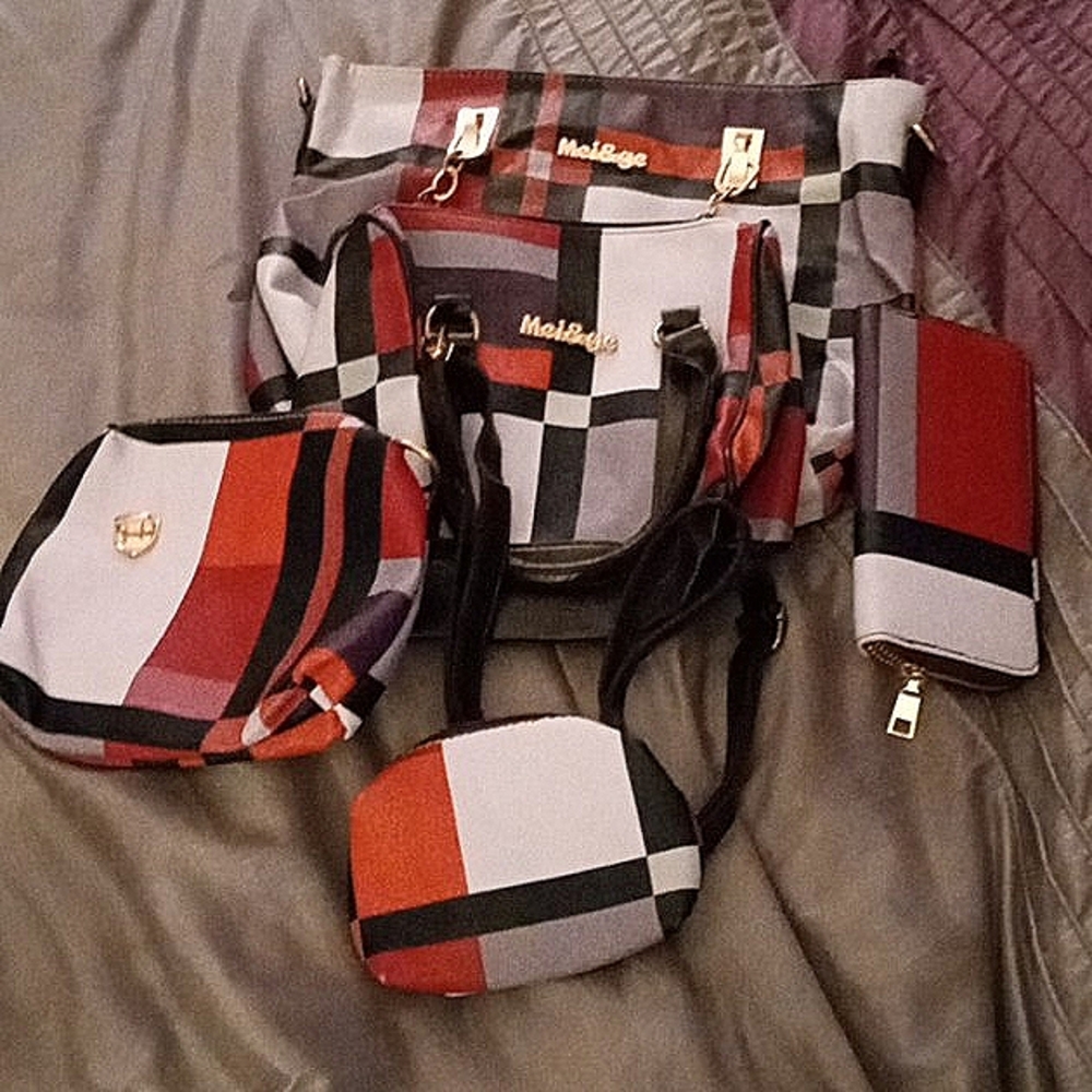 Red Plaid Purse Set/Bundle  by Mei & ge
